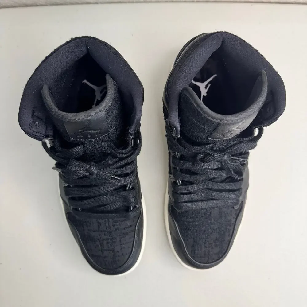 2018 Women Nike Air Jordan 1 Retro High Premium Black-On-Black Sneakers Size 9.5